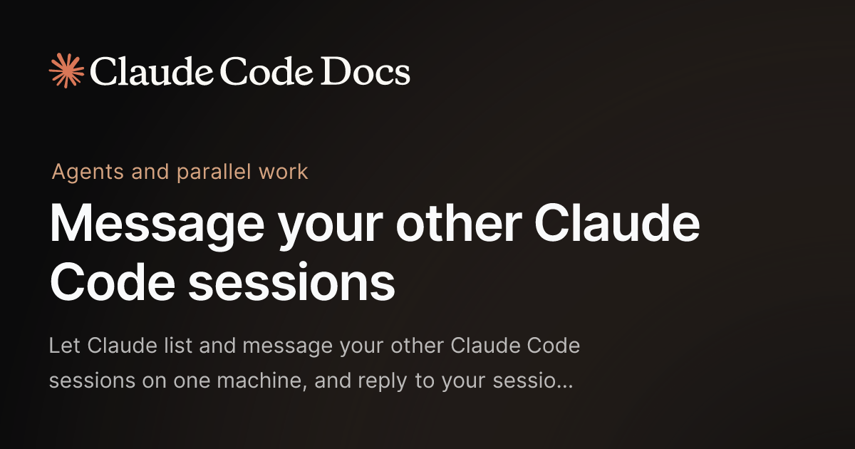 Message your other Claude Code sessions 图片 1