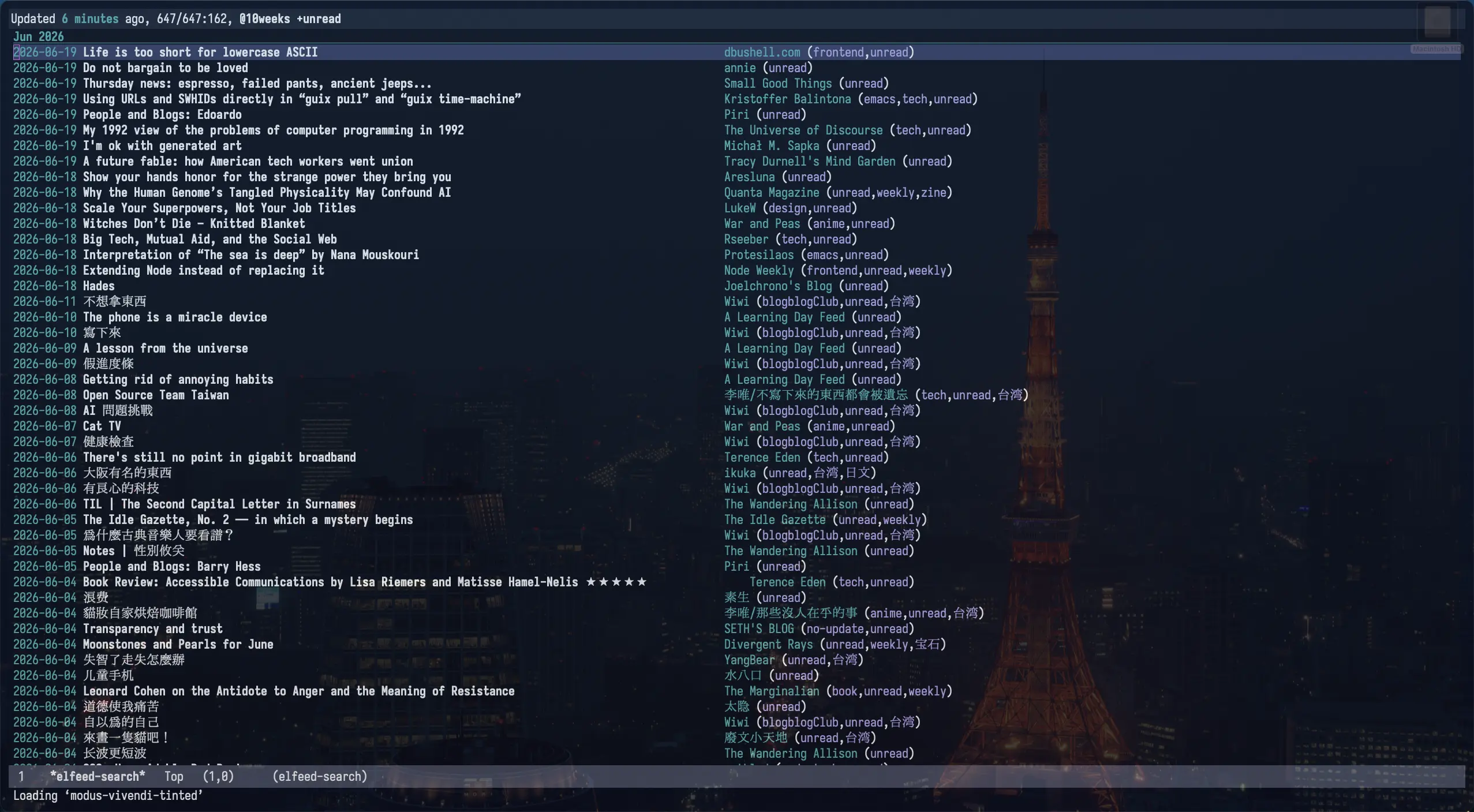 Elfeed 4.0.0 使用分享 图片 1