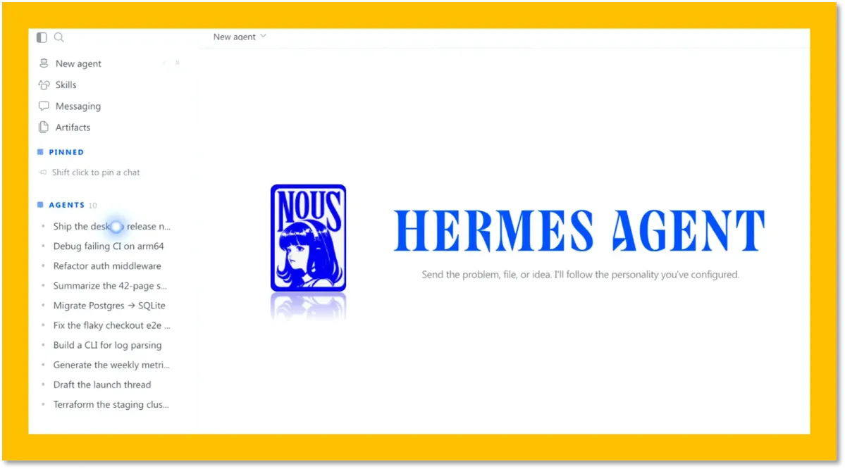 【速报】Hermes Agent 终于有了官方桌面版：AI Agent 开始从命令行走向真正的工作台 图片 1