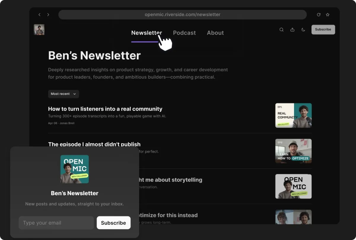 Podcasting platform Riverside enters the newsletter publishing game 图片 1