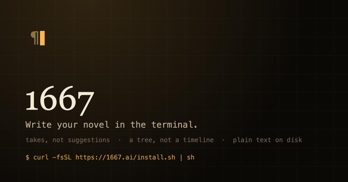 1667, a terminal UI for writing fiction with language models 图片 1