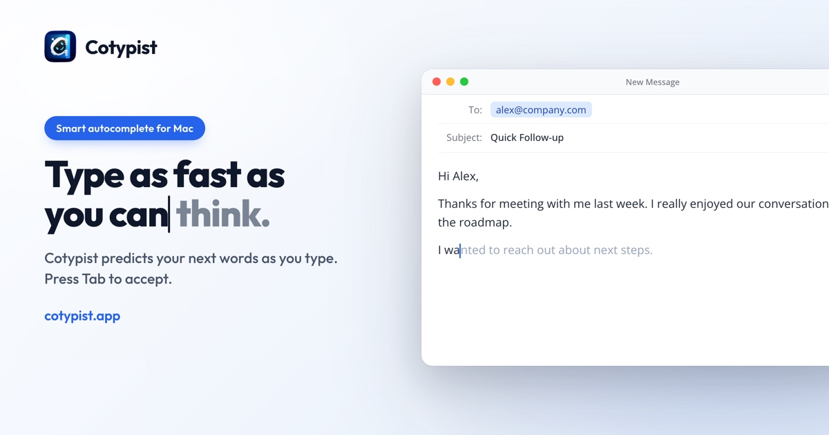 Cotypist – Smart Autocomplete Utility for Mac 图片 1