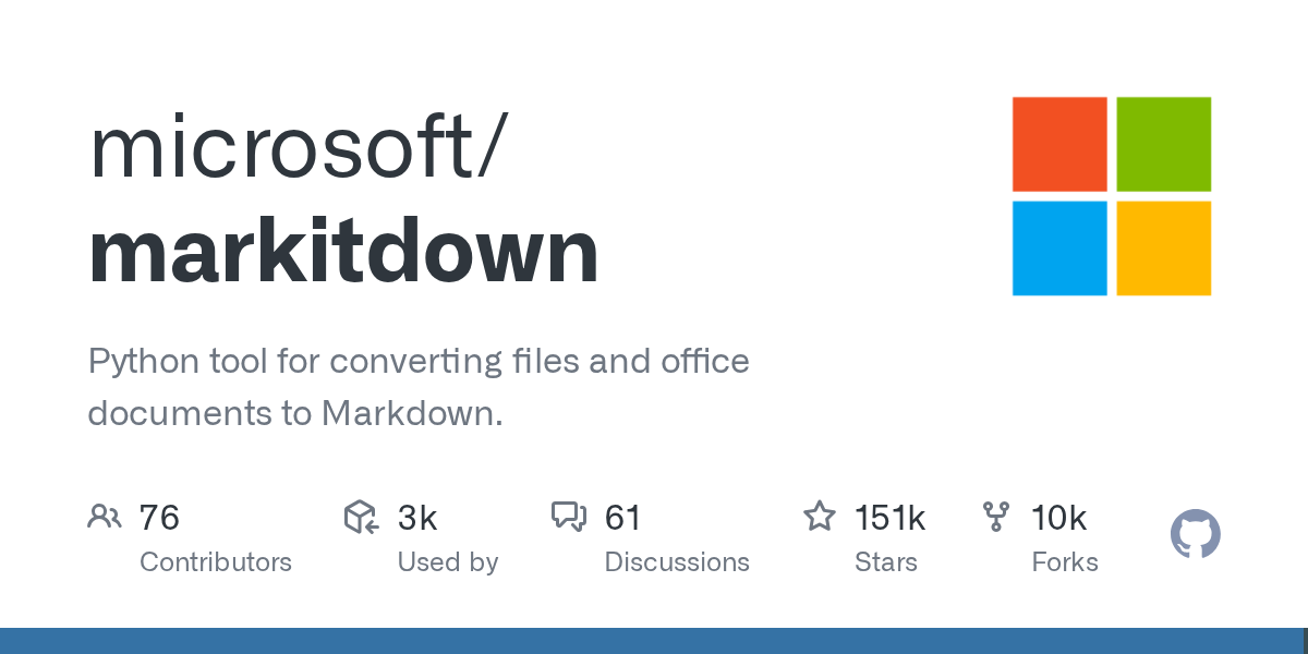 Python tool for converting files and office documents to Markdown 图片 1