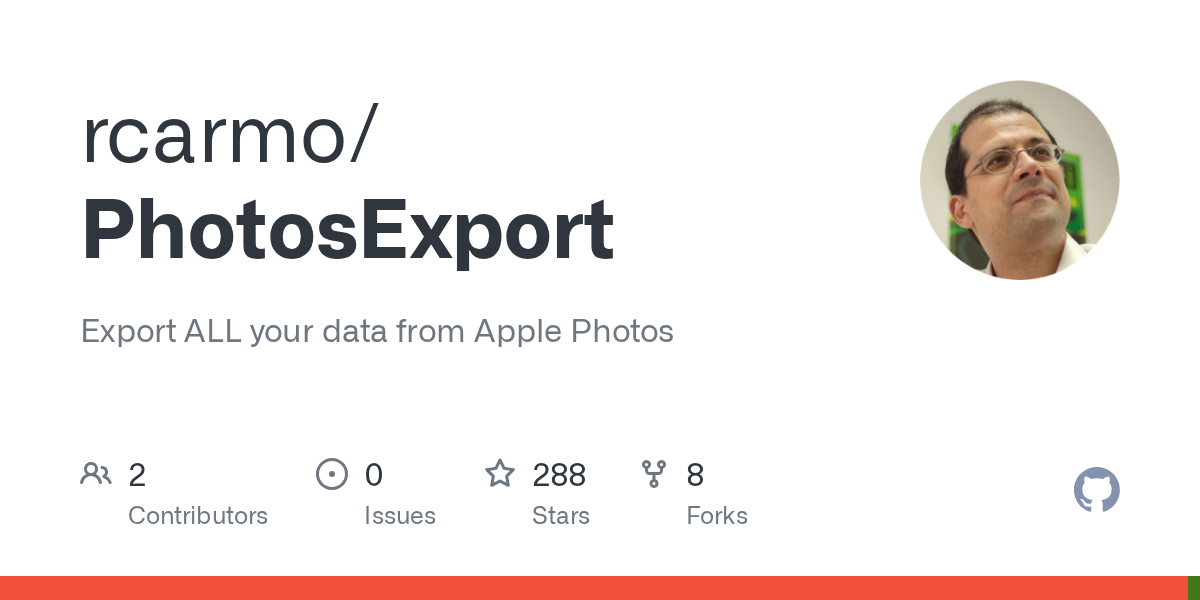 Rcarmo/PhotosExport: Export All Your Data from Apple Photos 图片 1