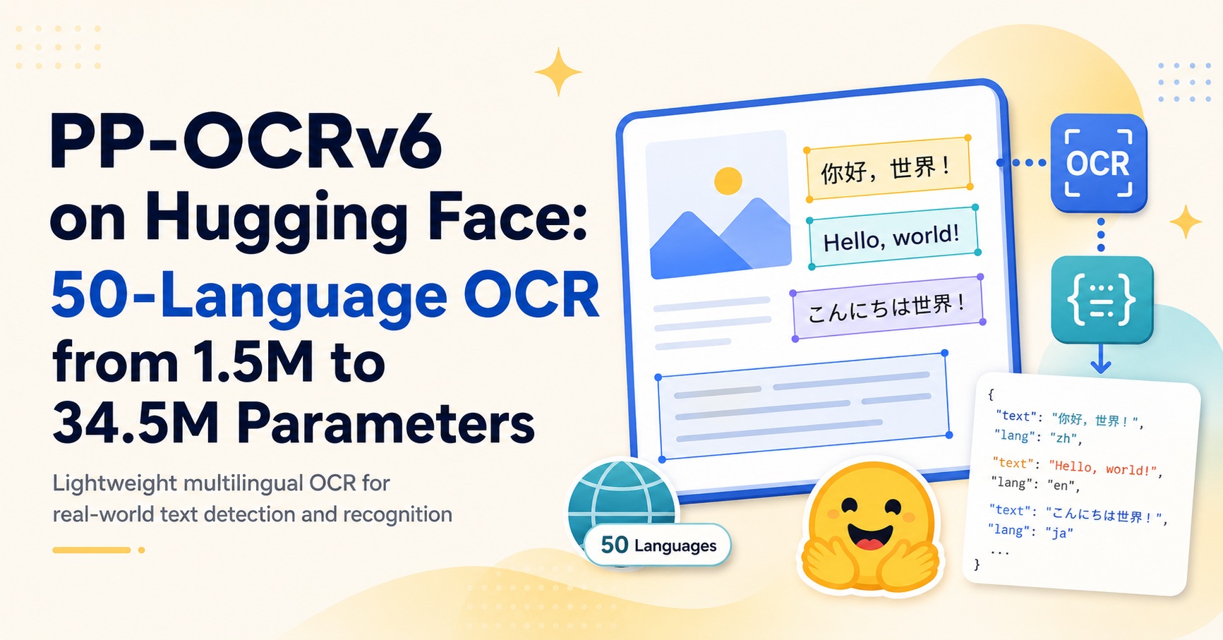 PP-OCRv6 on Hugging Face: 50-Language OCR from 1.5M to 34.5M Parameters 图片 1