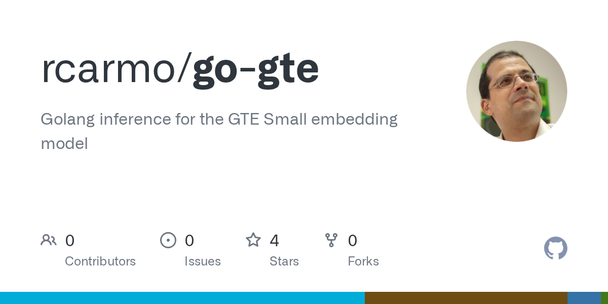Rcarmo/gte-go: Golang inference for the GTE Small embedding model 图片 1