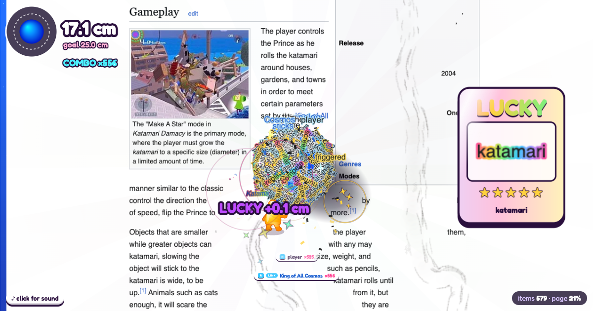Webball：在网站上玩《Katamari Damacy》 图片 1