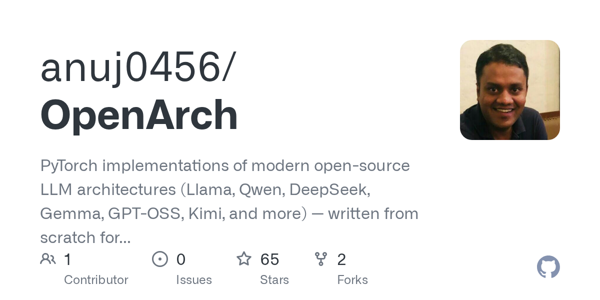 OpenArch：从零手写的 PyTorch 实现，覆盖主流 LLM 架构 图片 1