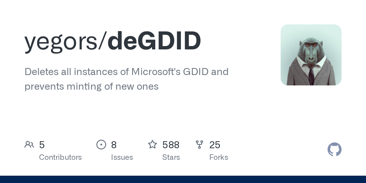 Deletes all instances of Microsoft's GDID and prevents minting of new ones 图片 1
