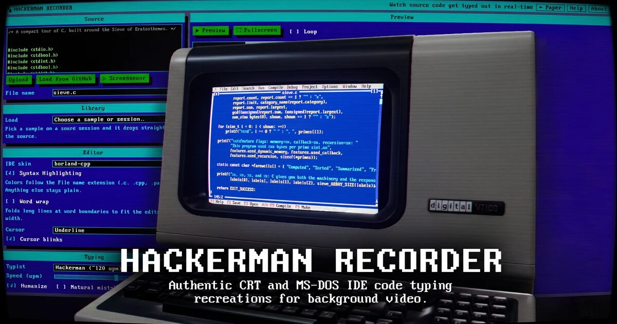 Watch random code typed out on an MS-DOS IDE 图片 1