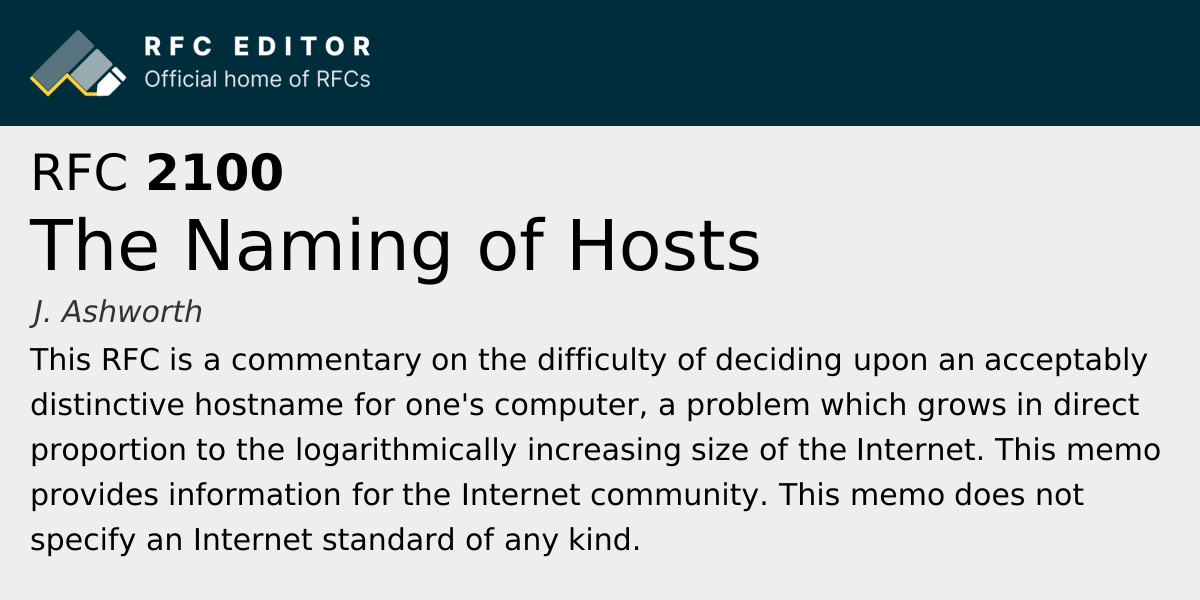 RFC 2100: The Naming of Hosts 图片 1