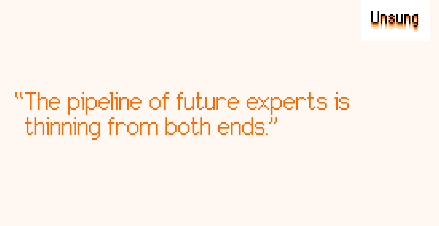“The pipeline of future experts is thinning from both ends.” 图片 1