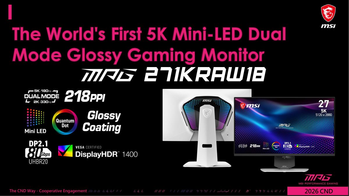 MSI, Gigabyte debut new 5K 27-inch Mini-LED monitors with 2,304 dimming zones and glossy panel — both models double the native 180 Hz refresh rate to 330 Hz at 1440p 图片 1