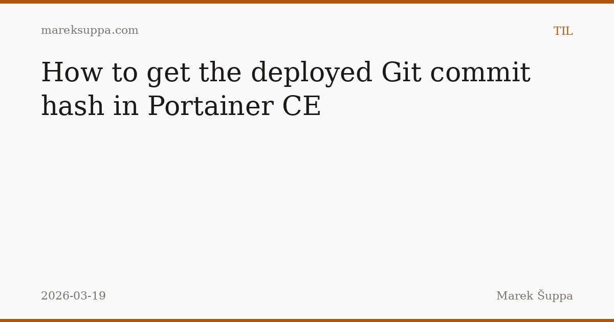 How to get the deployed Git commit hash in Portainer CE 图片 1