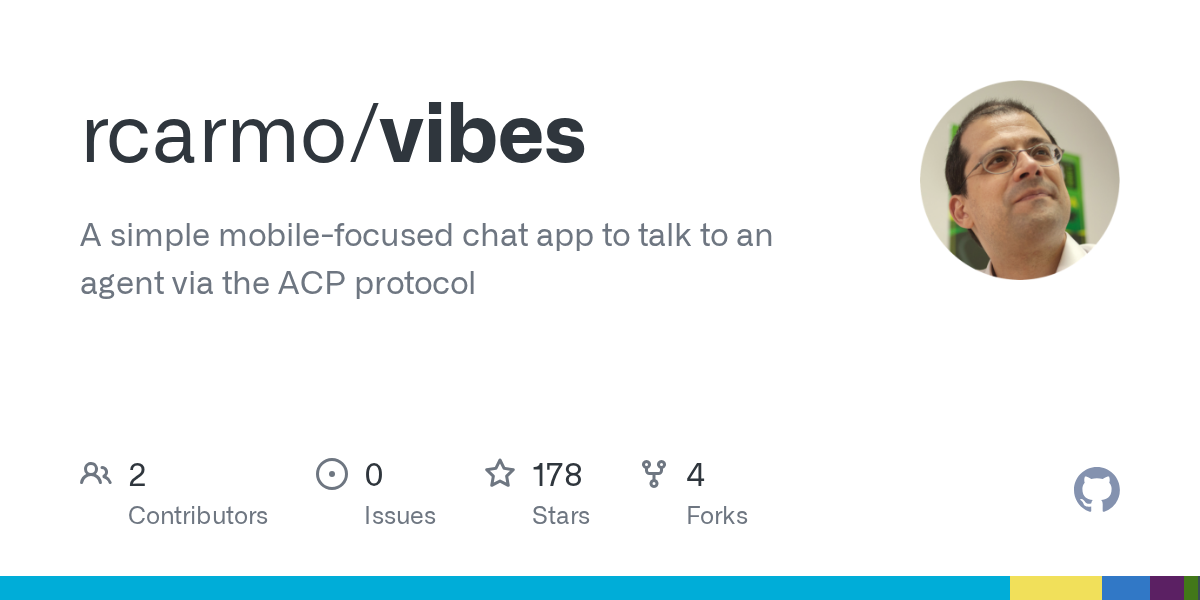 Vibes: A simple mobile-focused chat app to talk to an agent via the ACP protocol 图片 1