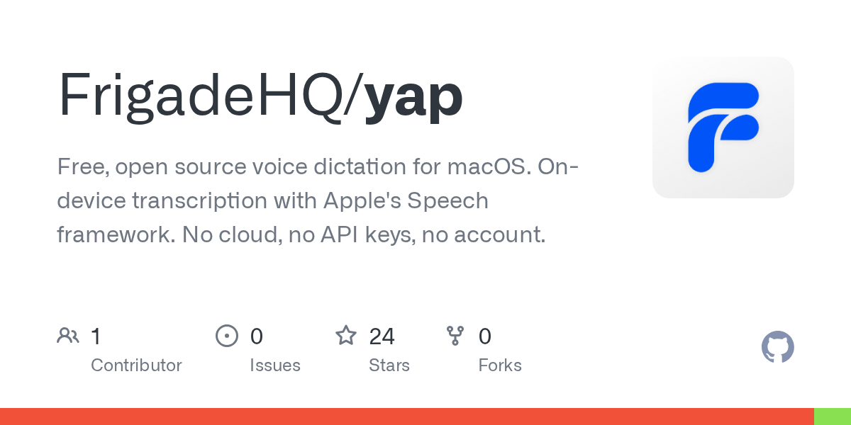 Yap – OSS on-device voice dictation for macOS with no model to download 图片 1