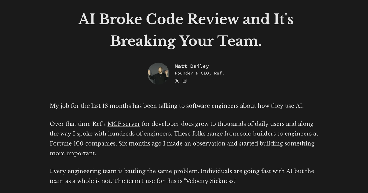 AI Broke Code Review and It's Breaking Your Team 图片 1
