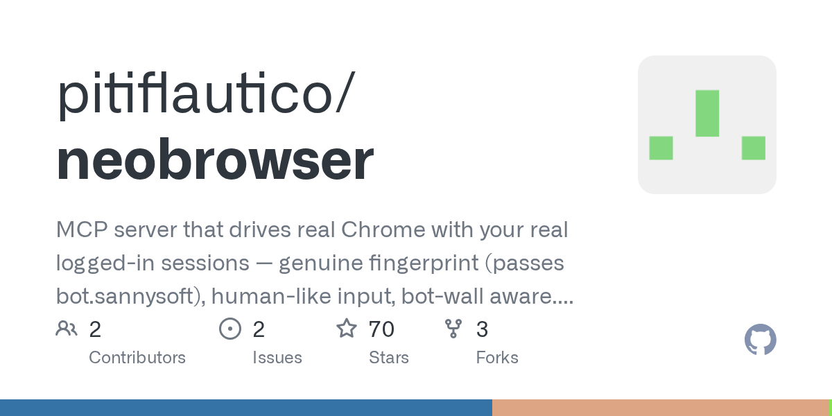 NeoBrowser: An MCP server that drives real Chrome with your logged-in sessions 图片 1