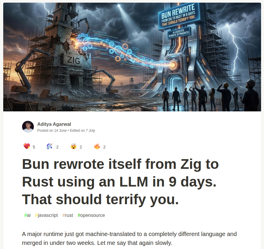 How is the Bun Rewrite in Rust going? 图片 1