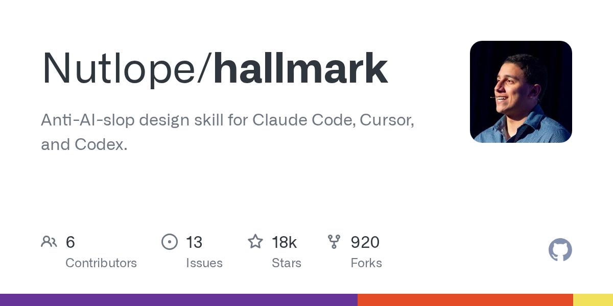 Hallmark – Anti-AI-Slop Design Skill for Claude Code, Cursor, and Codex 图片 1