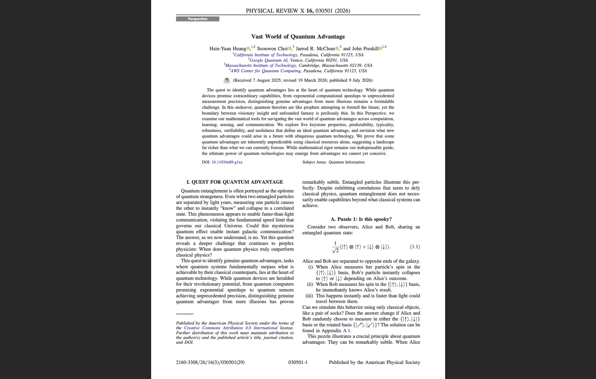Five Tests for Genuine Quantum Advantage, From Huang, Choi, McClean, and Preskill 图片 1