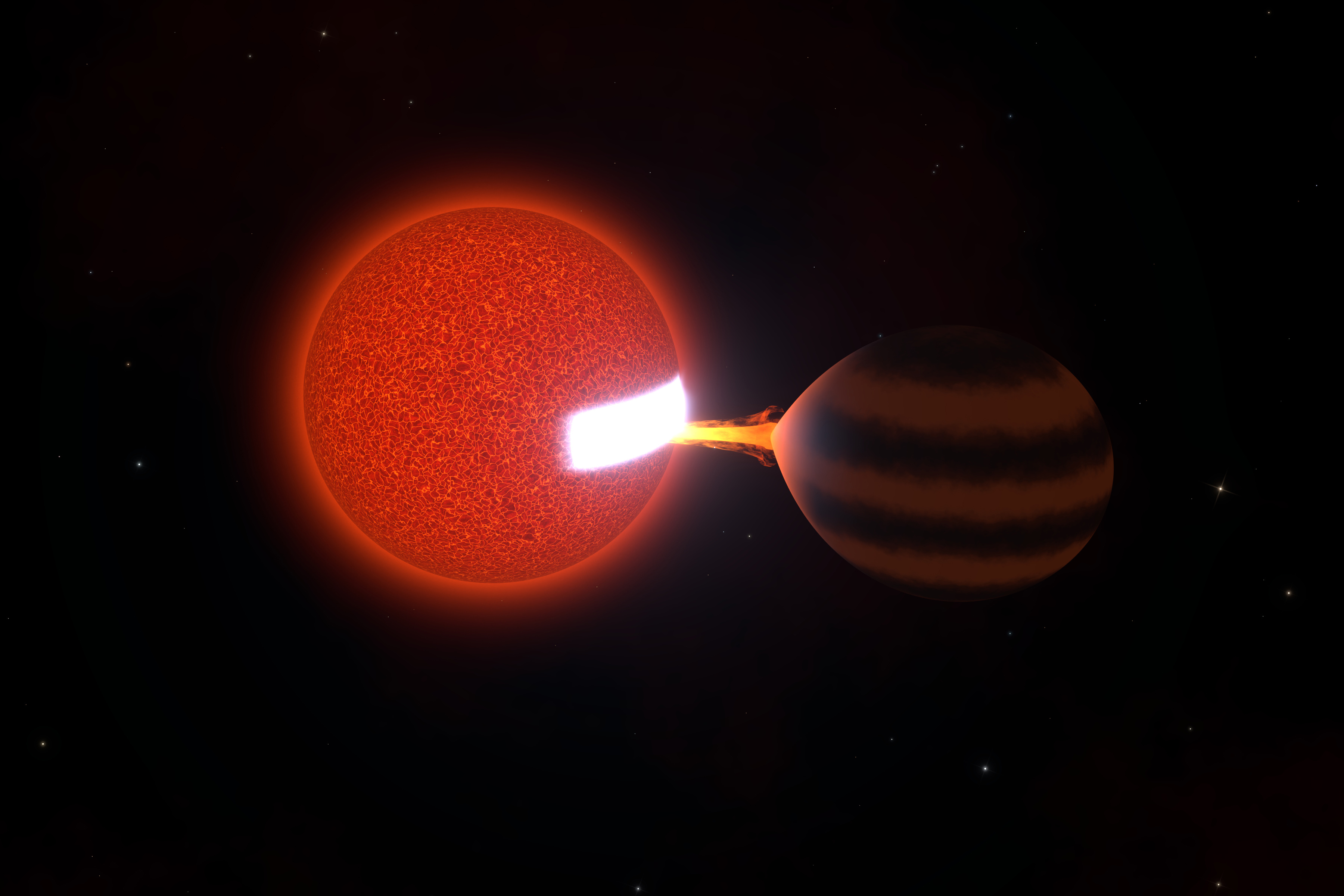 天文学家捕捉到一颗恒星在300光年外缓慢"啃食"一颗棕矮星 图片 1
