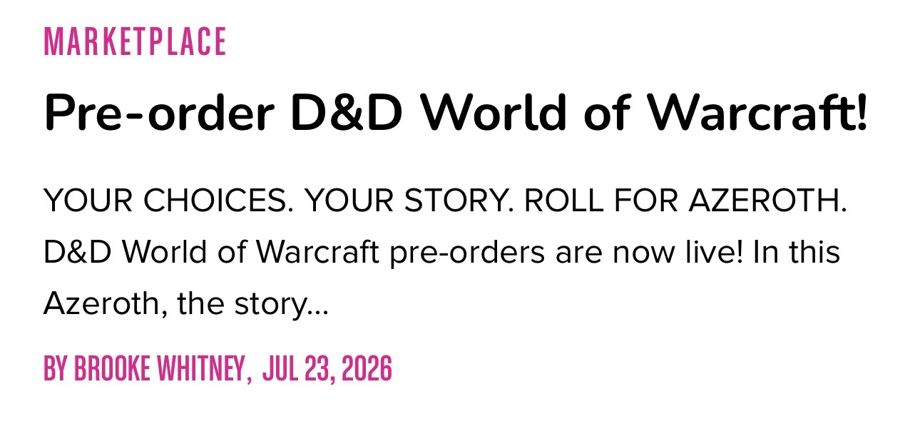 Rumors of a World of Warcraft x Dungeon & Dungeons crossover planned to be announced next week have supposedly leaked and been quickly removed 图片 1