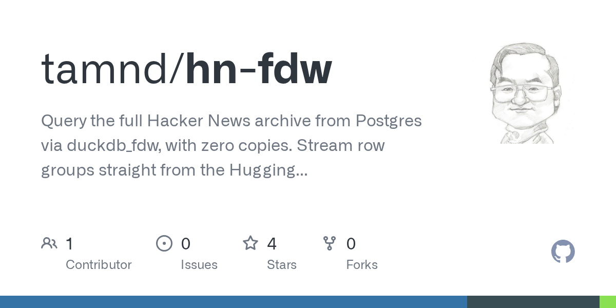 HN-fdw – All of Hacker News, queryable from Postgres, with zero copies 图片 1