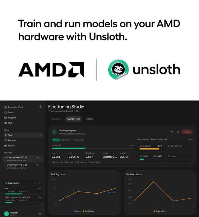 Unsloth now supports AMD! 图片 1