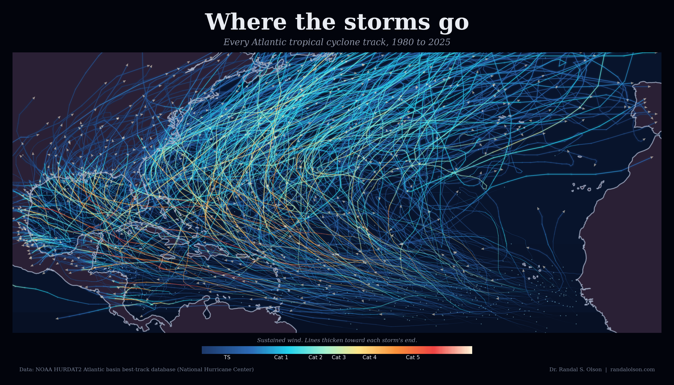 Every Atlantic hurricane track, 1980 to 2025 图片 1