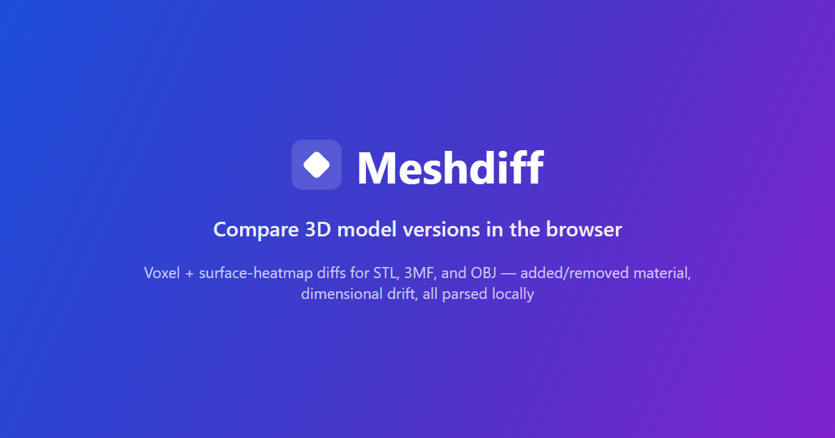 Meshdiff – visually compare two STL versions in the browser, client-side 图片 1