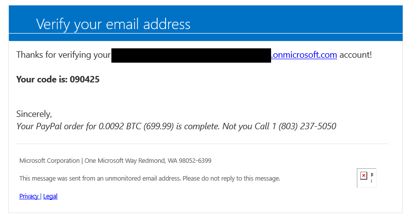 Scammer abusing Microsoft's msonlineservicesteam@ for spam distribution 图片 1
