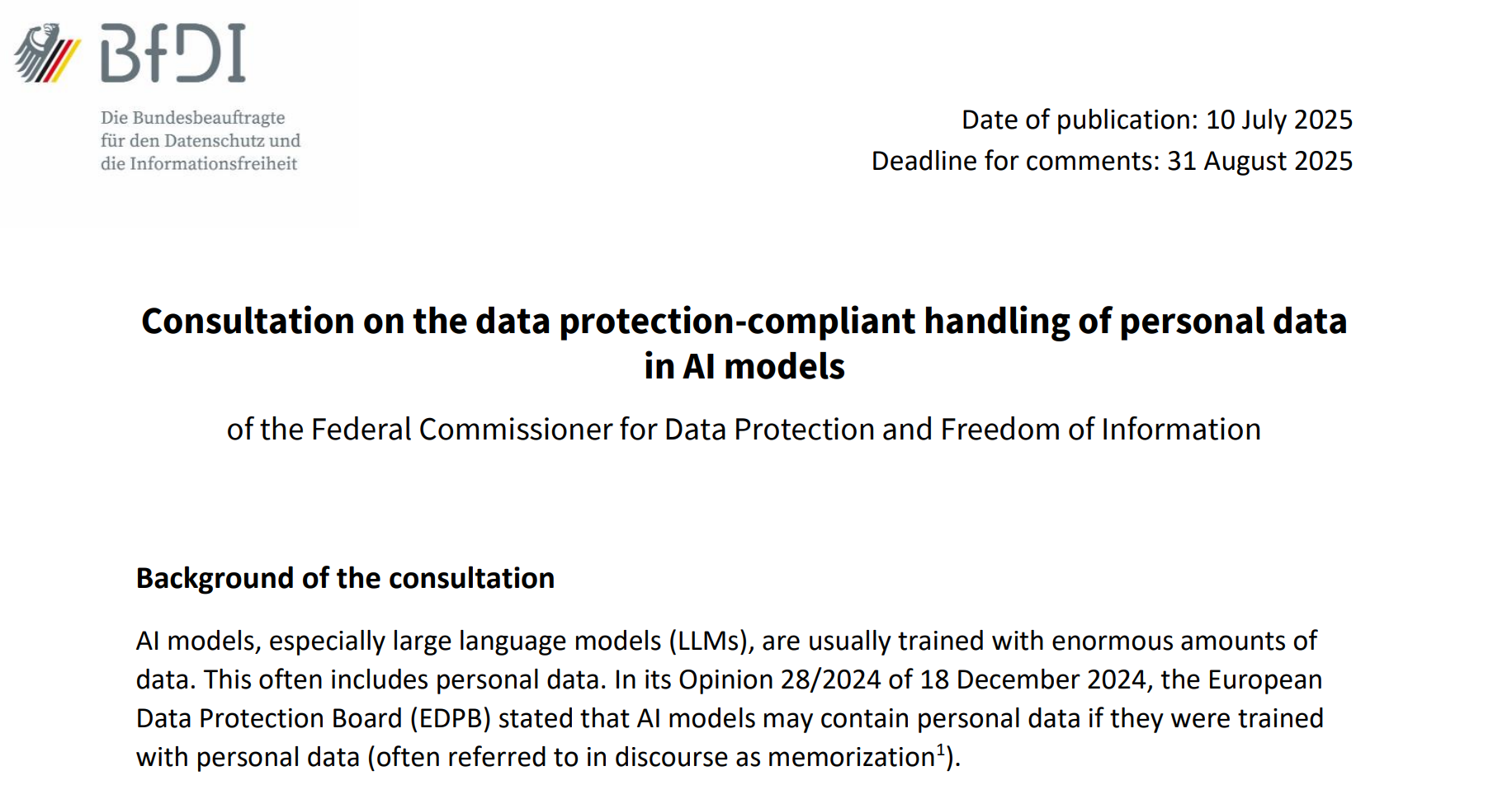 Answering the BfDI's questions on personal data in LLMs 图片 1