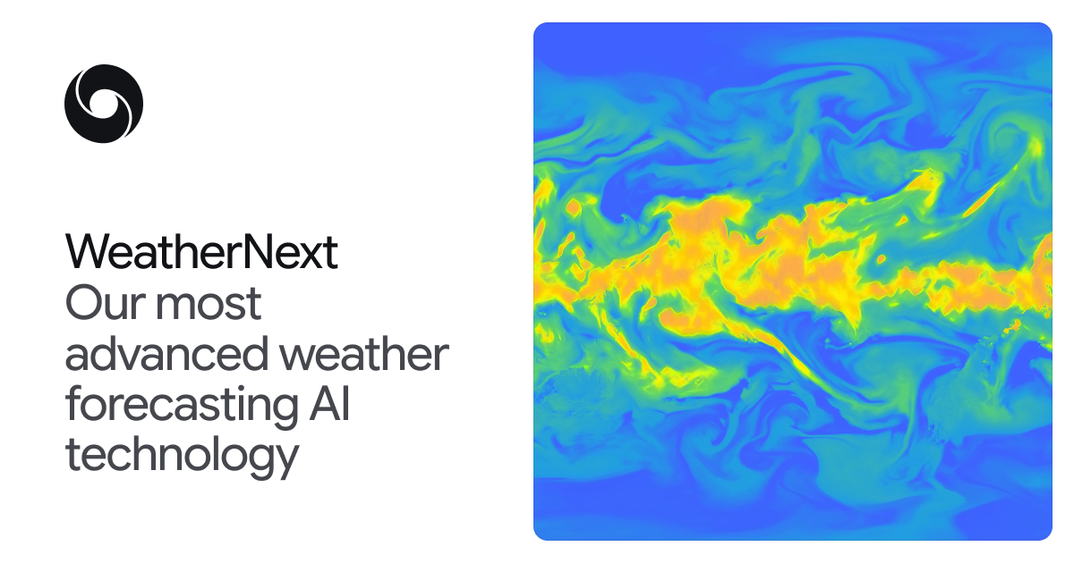 Google DeepMind 发布 WeatherNext 2，AI 天气预测速度提升8倍 图片 1