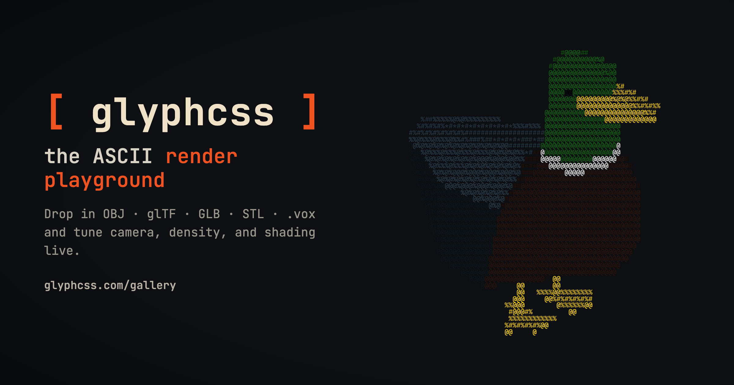 Glyphcss：一个用 ASCII 字符渲染 3D 模型的在线游乐场 图片 1