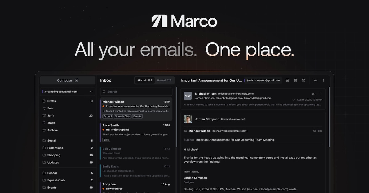 Marco, a privacy-first, offline-first email client (IMAP-native, no AI) 图片 1