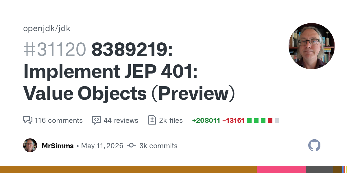 JEP 401: Value Objects (Preview) merged to OpenJDK master 图片 1