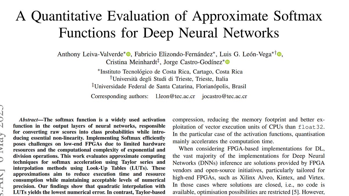 Softmax Approximation for FPGAs Using Taylor Series and Pade Approximants 图片 1