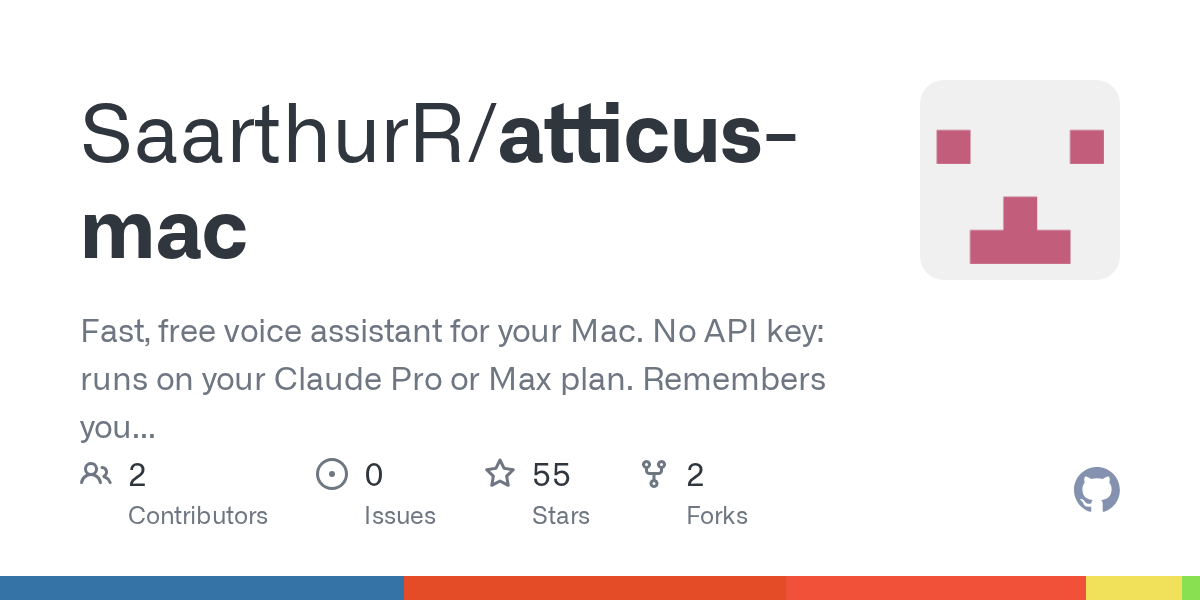 Atticus——基于 Claude -p 运行、按住说话操作的 macOS 语音助手 图片 1