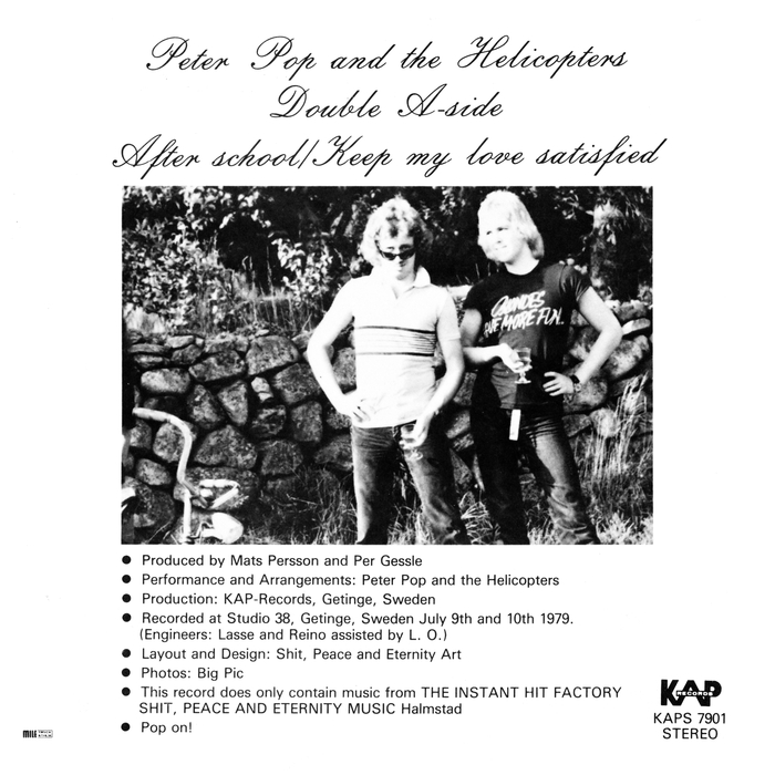 Peter Pop and the Helicopters – “After School” / “Keep My Love Satisfied” single cover 图片 4