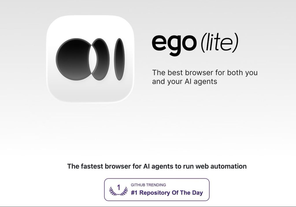 ego lite reaches GitHub Trending #1, marking a surge in AI-agent tool interest 图片 2
