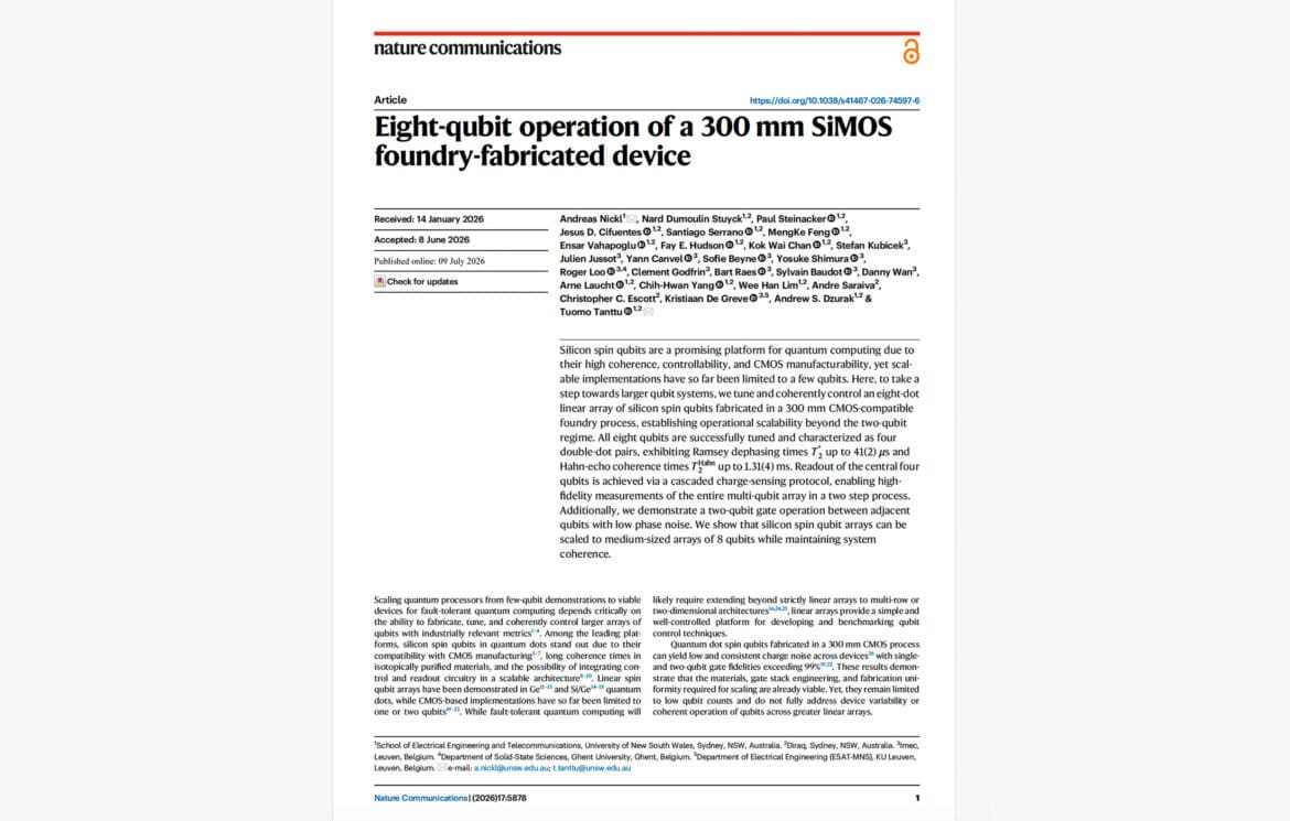 Diraq Eight-Qubit Foundry Silicon Array 图片 2