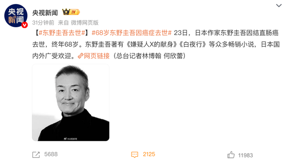 东野圭吾因结直肠癌去世……早期筛查是否能带走癌症? 图片 1